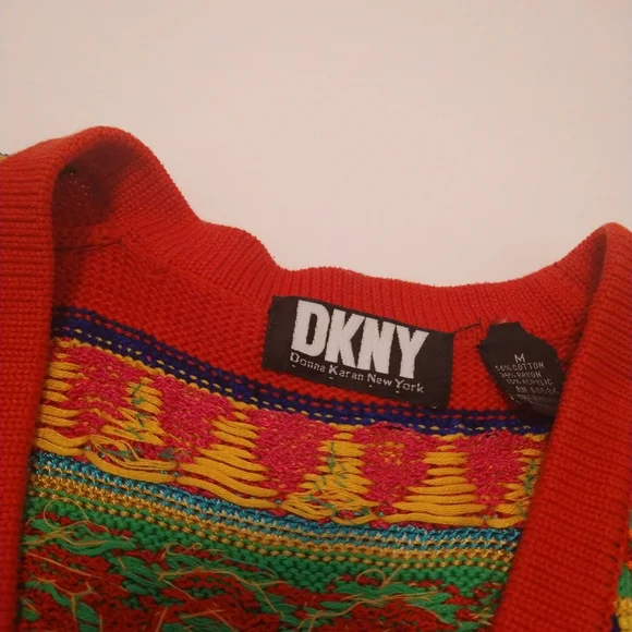 Vintage DKNY Donna Karan New York Women's Beaded Sequin Coogi sweater vest funky - Picture 3 of 8